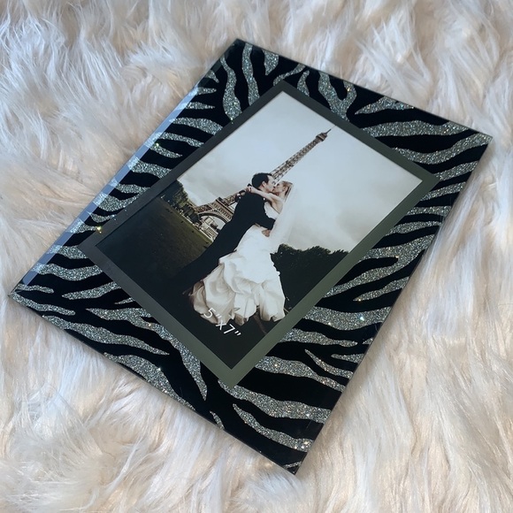 SILVER GLITTER ZEBRA MIRROR PRINT 5" X 7" PHOTO FRAME GLASS - Picture 6 of 8